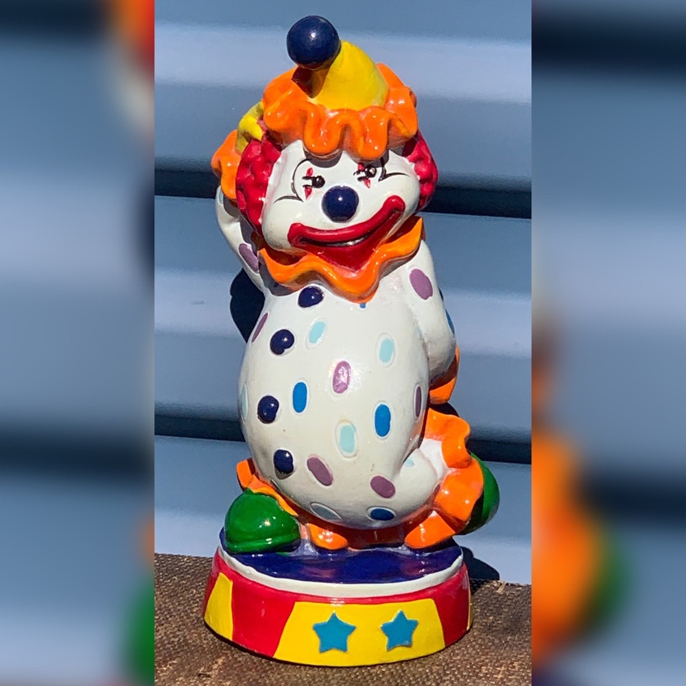 Vintage Clown Piggy Bank Collectible Colorful Display Decor Strange GRUNGE - Picture 3 of 11